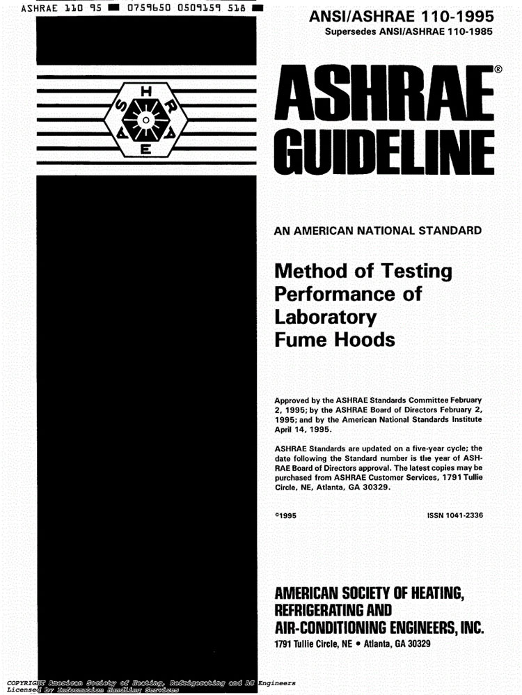 ASHRAE 110-1995通風柜標準