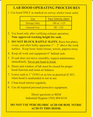 標(biāo)準(zhǔn)通風(fēng)柜操作程序貼紙